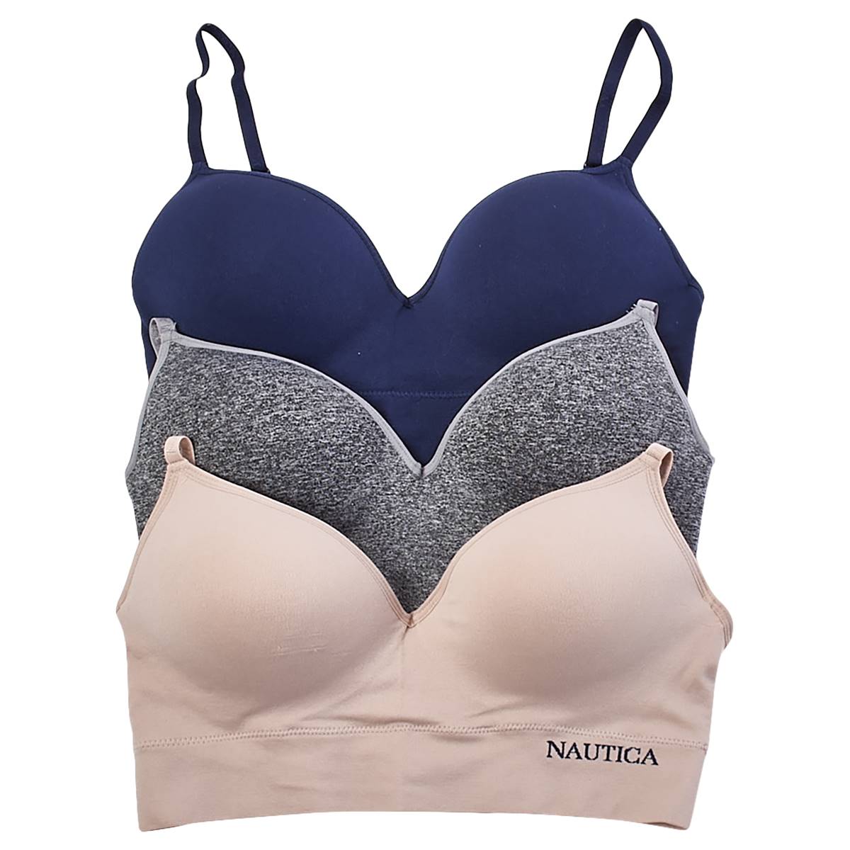 Womens Nautica 3pk. Seamless Molded Wire-Free Bras NT1374-3PKA