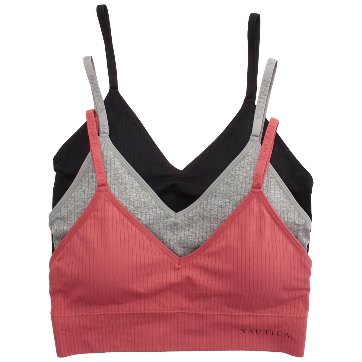 Womens Nautica 3pk. Flat Rib Texture Bralette - NT2309-3PKB