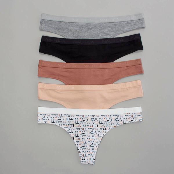 Womens Nautica 5pk. Cotton Thong Panties with Logo NT9914-5PKAD alternate view