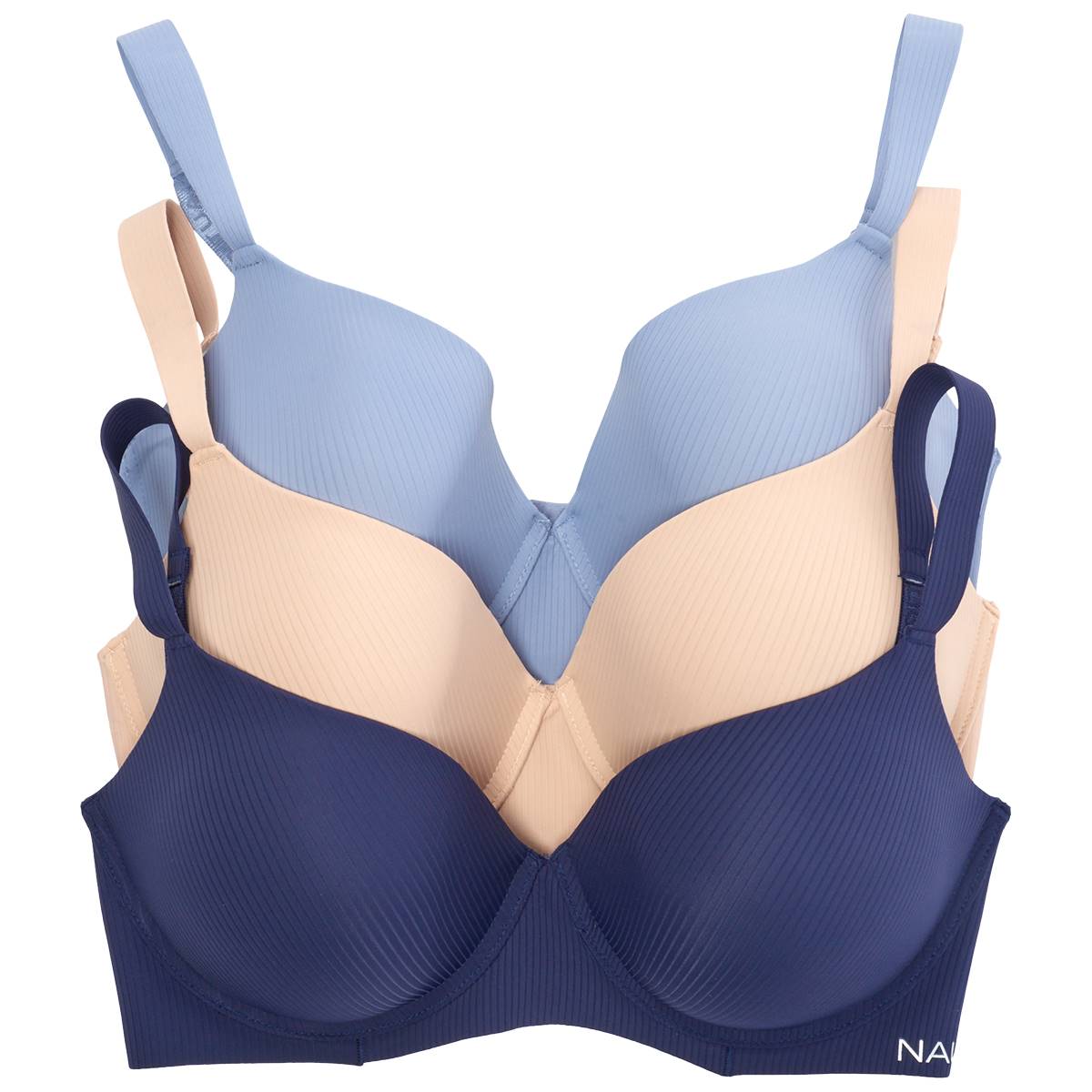 Plus Size Nautica 3pk. Ribbed Lightly Lined Bras NT1553-3PKD