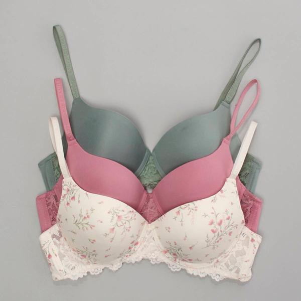 Womens Laura Ashley(R) 3pk. Micro Bra w/Crossover Lace LS5404-3PKT