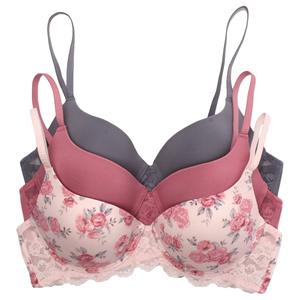Womens Laura Ashley(R) 3pk. Front Lace & Strap Bras - LS5404-3PKW alternate view