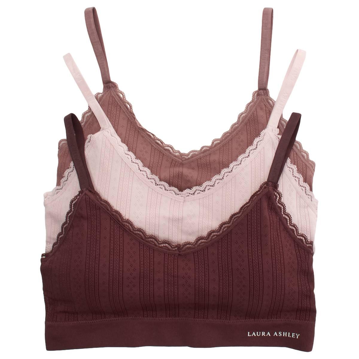 Womens Laura Ashley(R) 3pk. Lace Debossed Logo Bras - LS5606-3PKM