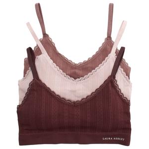 Womens Laura Ashley(R) 3pk. Lace Debossed Logo Bras - LS5606-3PKM