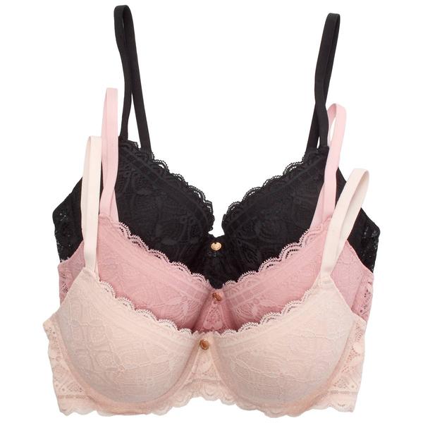 Womens Laura Ashley(R) 3pk. Geo Lace Push Bra - LS6204-3PKF