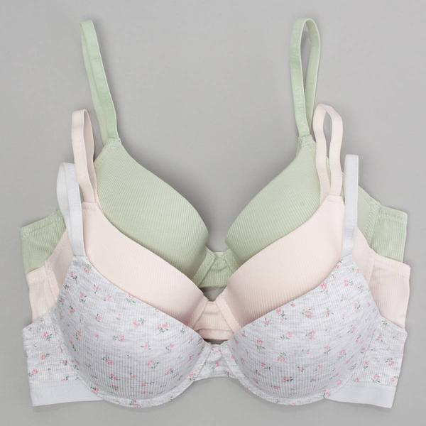 Womens Laura Ashley(R) 3pk. Ribbed Molded Bras LS9497-3PKN