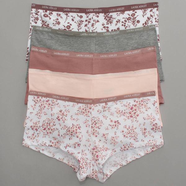 Womens Laura Ashley(R) 5pk. Boyshort Panties - LS2186-5PKT