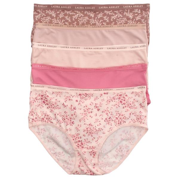 Womens Laura Ashley(R) 5Pk Brushed Micro Brief Panties w/ Logo Band
