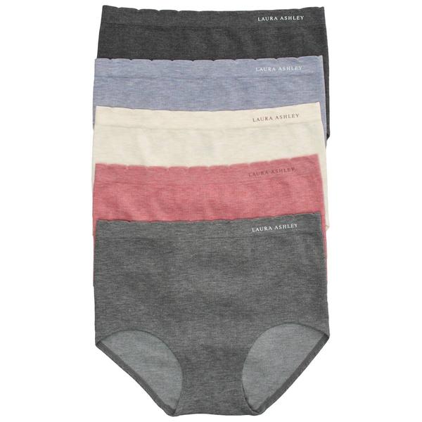 Womens Laura Ashley(R) 5pk. Seamless Rib Brief Panties - LS5133-5PK