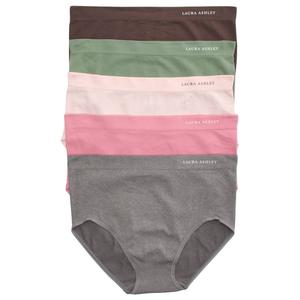 Womens Laura Ashley(R) 5pk Seamless Brief Panties w/ Logo