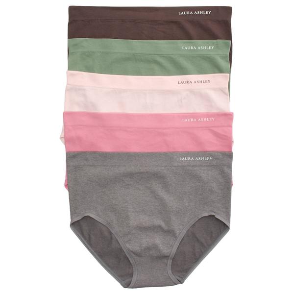 Womens Laura Ashley(R) 5pk Seamless Brief Panties w/ Logo alternate view