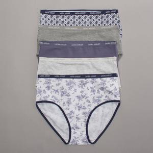 Womens Laura Ashley(R) 5pk. Brief Panties with Logo - LS9221-5PKRG