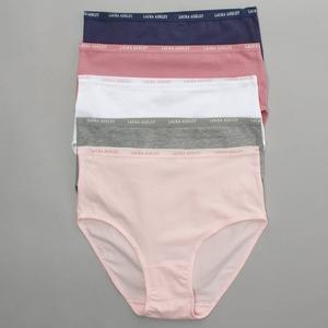 Womens Laura Ashley(R) 5pk. Brief Panties with Logo - LS9221-5PKRI