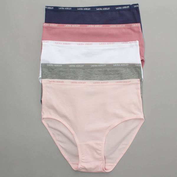 Womens Laura Ashley(R) 5pk. Brief Panties with Logo - LS9221-5PKRI alternate view
