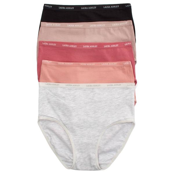 Womens Laura Ashley(R) 5pk. Brief Panties with Logo - LS9221-5PKRK