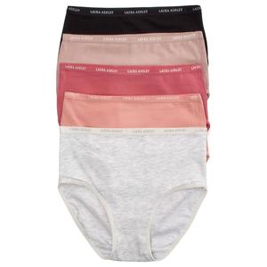 Womens Laura Ashley(R) 5pk. Brief Panties with Logo - LS9221-5PKRK