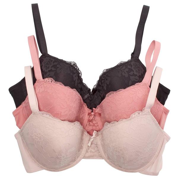 Womens Laura Ashley(R) 3pk. Floral Lace Galloon Bras - LS3700-3PKAH alternate view