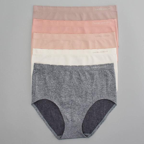 Plus Size Laura Ashley(R) 5pk. Seamless Brief Panties- LS8550-5PKAG