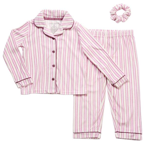 Toddler Girl Laura Ashley(R) Stripe Pajama Set with Scrunchie alternate view
