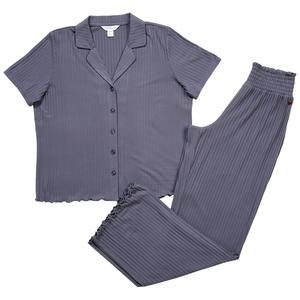 Womens Danskin Short Sleeve Solid Notch Collar Pajama Set alternate view