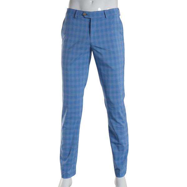 Mens Savile Row Plaid Slim Fit Suit Pants - Lt Blue