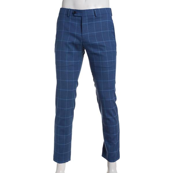 Mens Savile Row Plaid Suit Pants - Blue