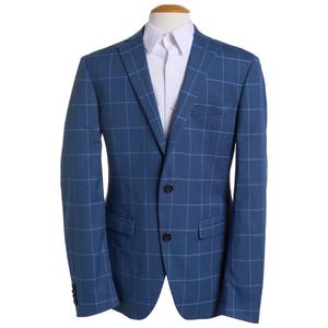 Mens Savile Row Plaid Suit Jacket - Dark Blue