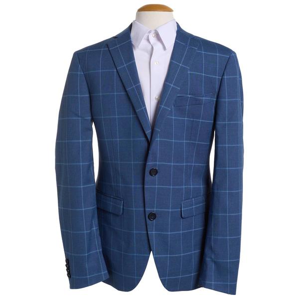 Mens Savile Row Plaid Suit Jacket - Dark Blue
