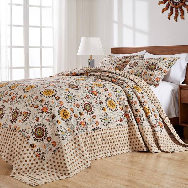 Greenland Home Fashions(tm) Andorra Paisley Medallions 3pc Quilt Set