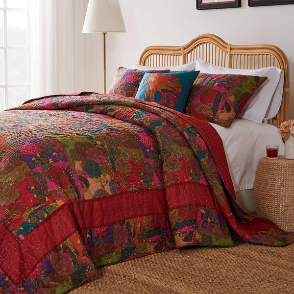 Greenland Home Fashions(tm) Jewel Kantha-style 3pc. Quilt Set alternate view
