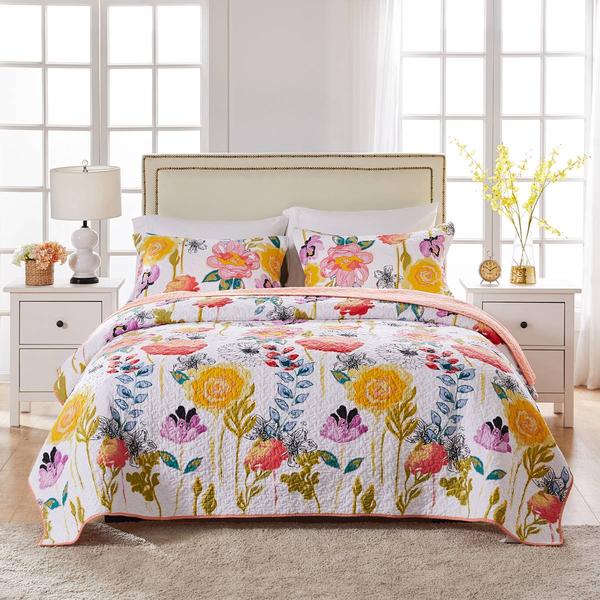 Greenland Home Fashions(tm) Watercolor Dream Floral 3pc. Quilt Set