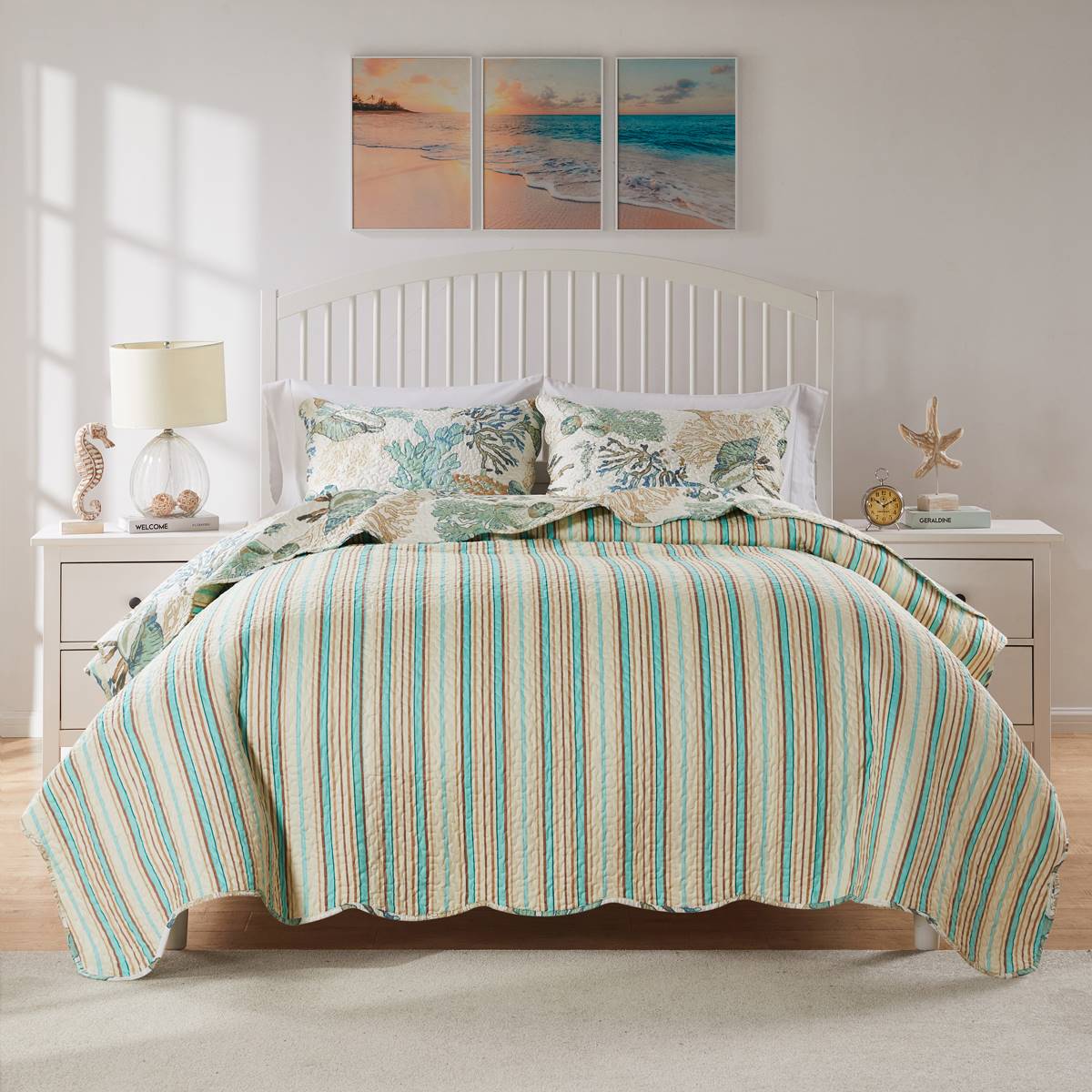 Greenland Home Fashions(tm) Atlantis Coastal Quilt Set W/ Pillows