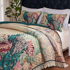 Greenland Home Fashions(tm) Eden Peacock Crochet 3pc. Quilt Set alternate view
