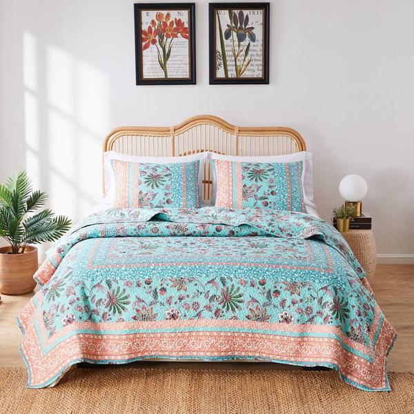 Greenland Home Fashions(tm) Audrey Tropical Turquoise 3pc. Quilt Set