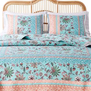 Greenland Home Fashions(tm) Audrey Tropical Turquoise 3pc. Quilt Set alternate view