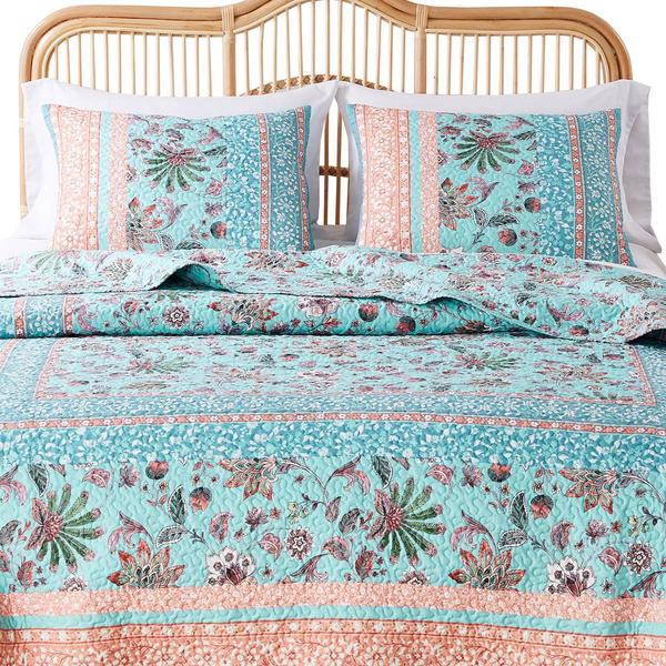Greenland Home Fashions(tm) Audrey Tropical Turquoise 3pc. Quilt Set alternate view