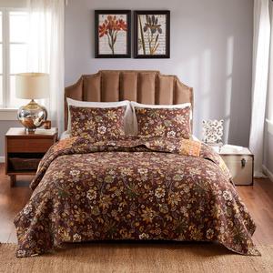 Greenland Home Fashions(tm) Audrey Tropical Chocolate 3pc. Quilt Set alternate view