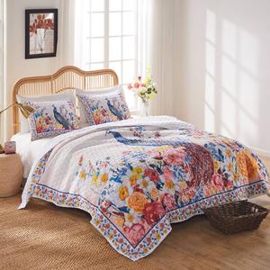 Greenland Home Fashions(tm) Huntington Garden Peacock 3pc. Quilt Set