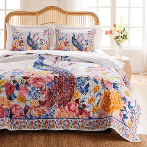 Greenland Home Fashions(tm) Huntington Garden Peacock 3pc. Quilt Set alternate view