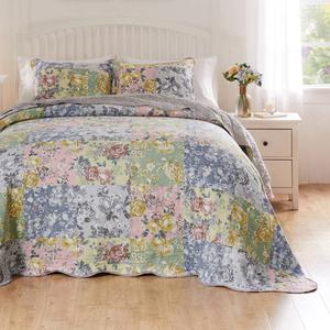 Greenland Home Fashions(tm) Emma Vintage Reversible 3pc. Quilt Set alternate view