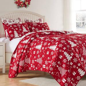 Greenland Home Fashions(tm) Peppermint Party Reversible Coverlet Set