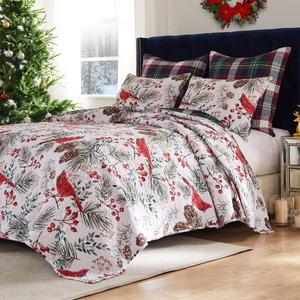 Greenland Home Fashions(tm) Cardinal Plaid Reversible Quilt Set