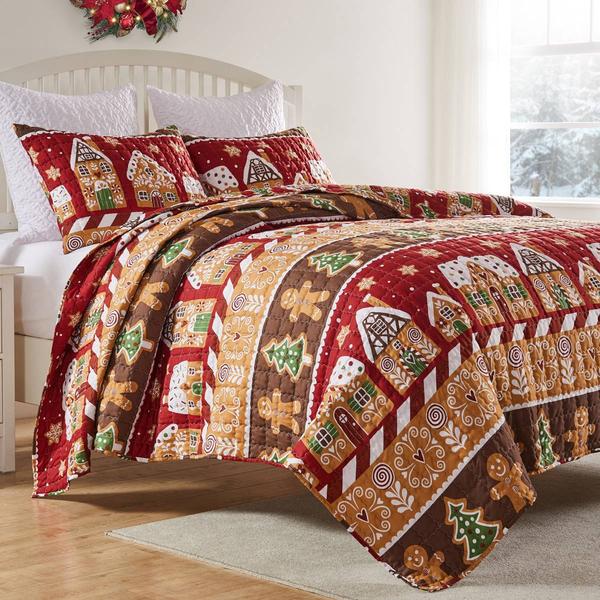 Greenland Home Fashions(tm) Gingerbread Lane Reversible Quilt Set