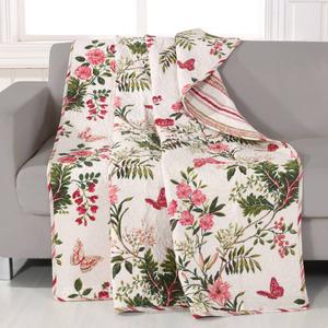 Greenland Home Fashions(tm) Floral & Stripe Reversible Quilted Throw