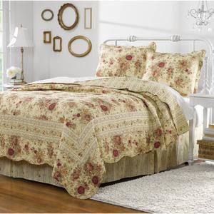 Greenland Home Fashions(tm) Antique Rose Ecru 3pc. Quilt Set
