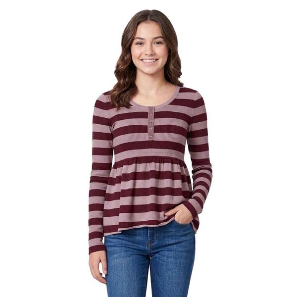 Juniors Heart N Crush Henley Ribbed Babydoll Sweater alternate view