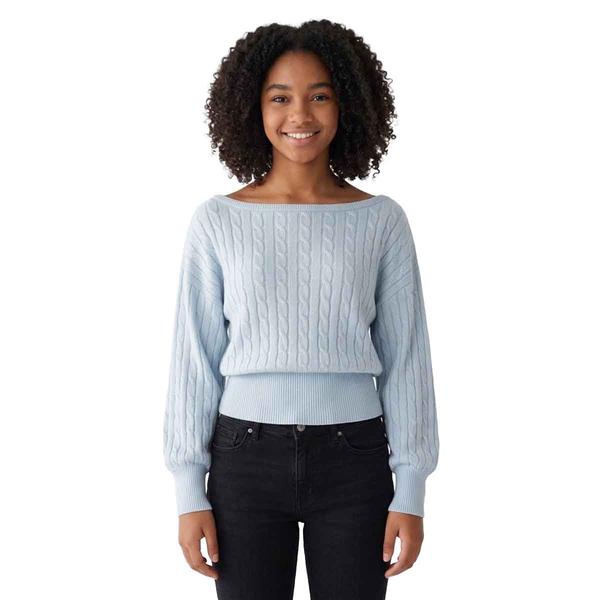 Juniors Heart N Crush Off the Shoulder Cable Band Sweater alternate view