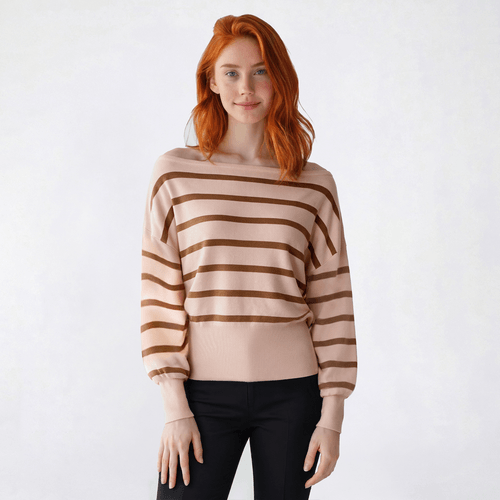 Juniors Heart N Crush Cuddle Off The Shoulder Stripe Sweater