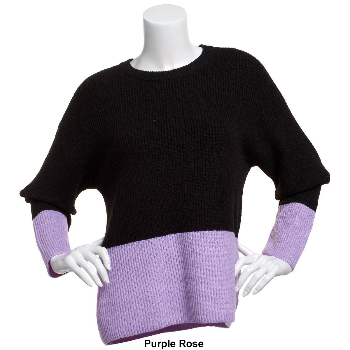 Womens Chloe & Jasmine Long Sleeve Color Block Sweater