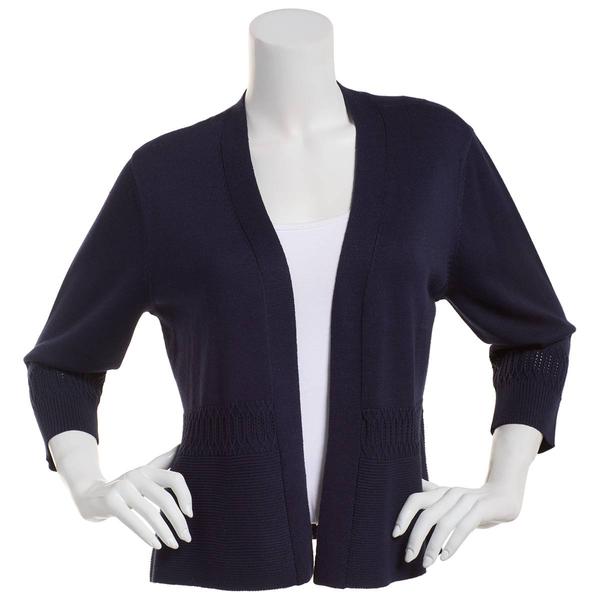 Womens 89th & Madison Pointelle Detail Peplum Cardigan alternate view